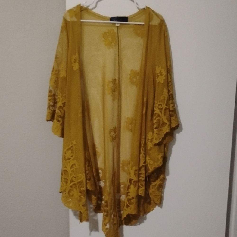 Blue Rain Mustard Floral Cardigan